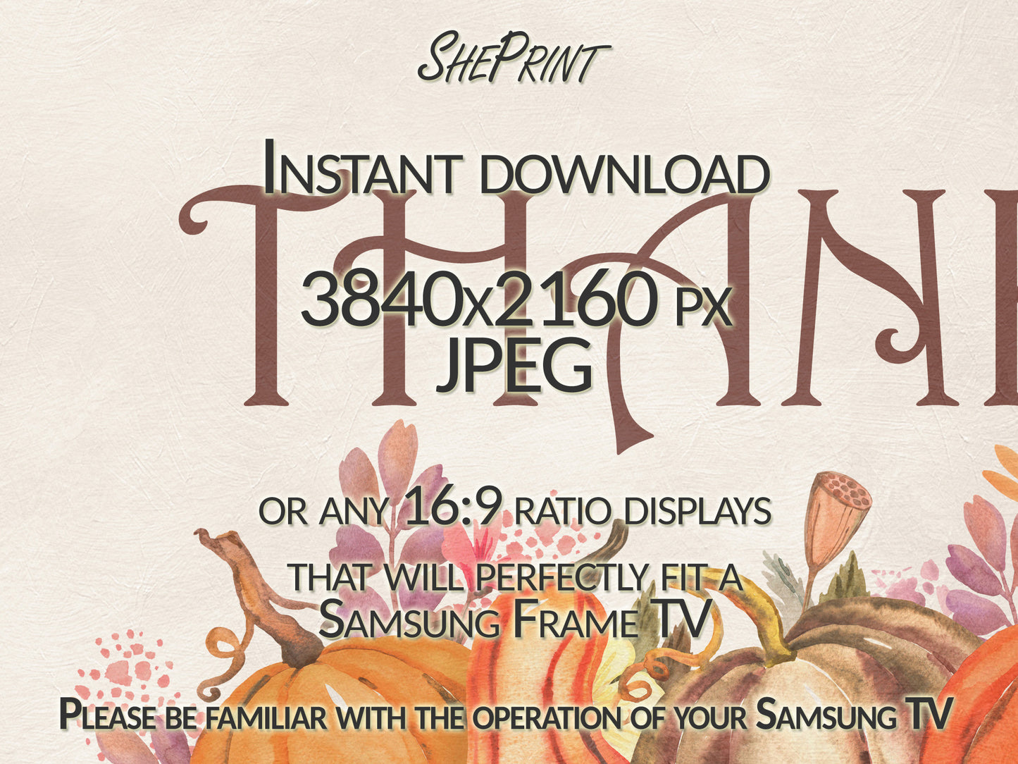 Samsung Frame TV Art Thanksgiving Banner | Happy Thanksgiving TV Art | Thankful Digital Tv Art | Instant Download