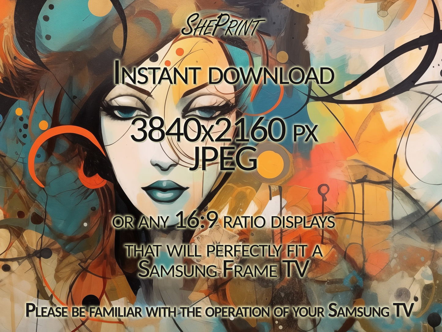 Samsung Frame TV Art The Girl, Abstract Art, Oil Painting, Digital TV Art, Instant Download