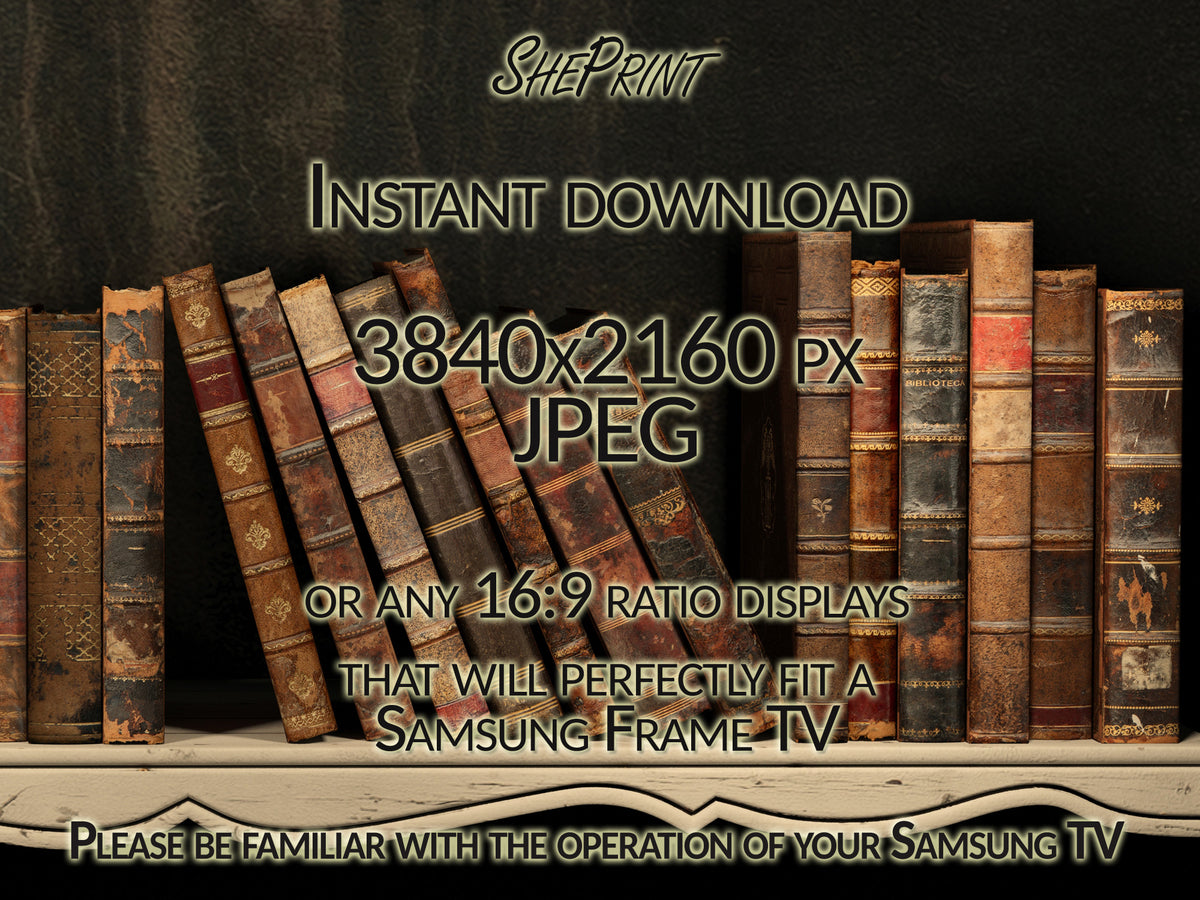 Samsung Frame TV Art Vintage Books | Calming Moody Vintage Tv Art | 3840x2160px JPEG | Digital TV Art | Instant Download
