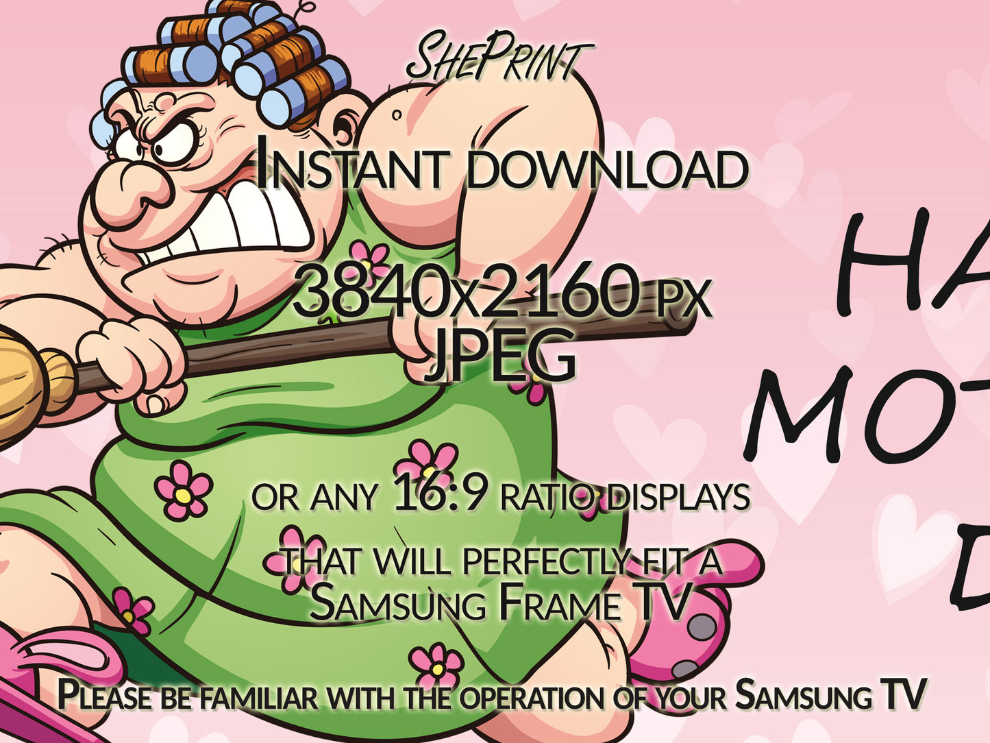 Funny Mother's Day TV Art | Happy Mother's Day | Grumpy Mom | Digital TV Art | Samsung Frame Tv Art | Instant Download