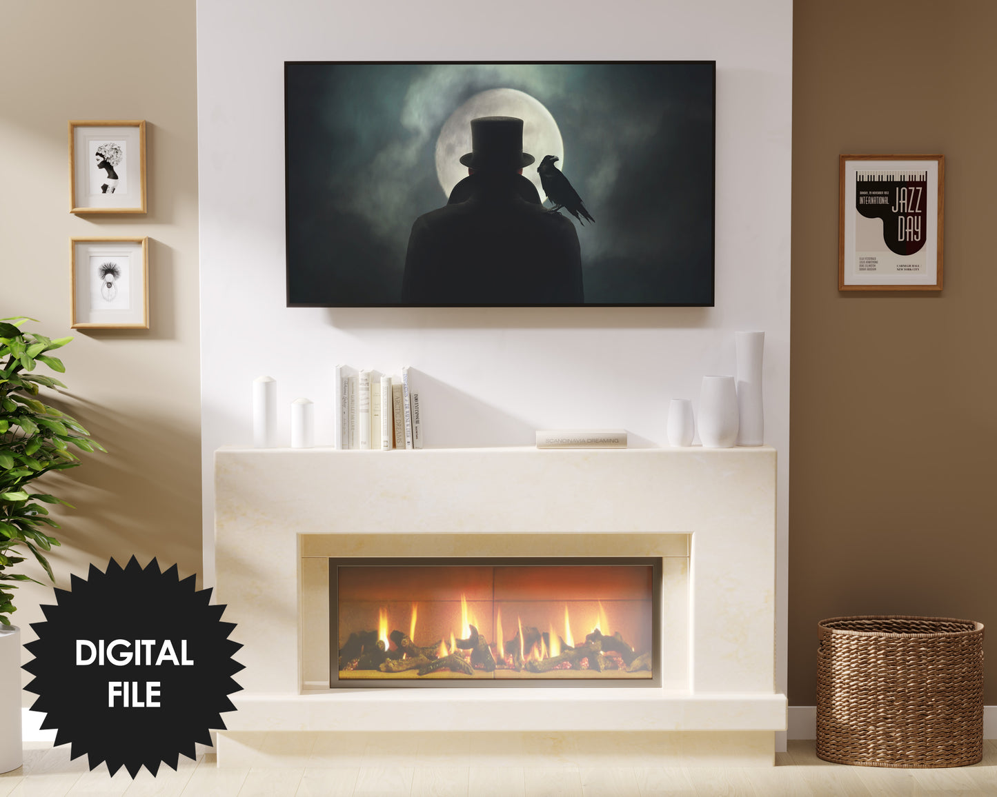 Samsung Frame TV Art Man With a Crow | Halloween TV Art | 3840x2160 px | Digital TV Art | Instant Download
