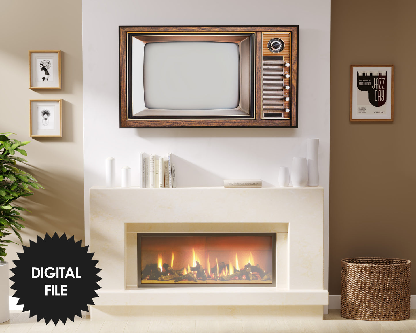 Samsung Frame TV Art Retro TV | Vintage Tv Art | Antique Old Television Wooden Case | 3840x2160 px JPEG | Digital TV Art | Instant Download