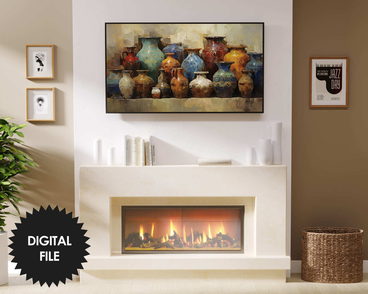 Samsung Frame TV Art Still Life Pottery Painting | Fall Earthy Neutral Tones | Digital TV Art | Instant Download
