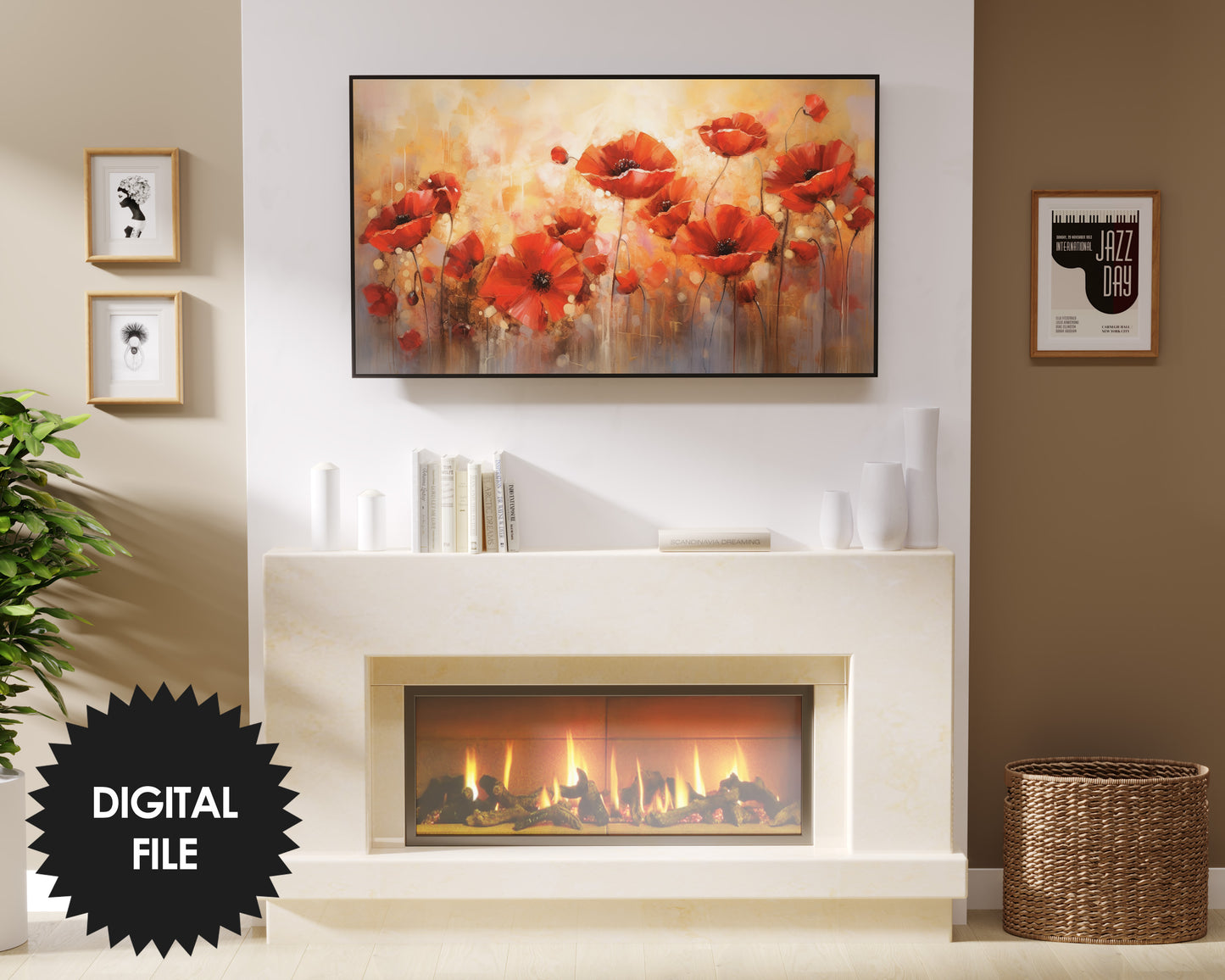 Samsung Frame TV Art Summer Poppies, Abstract Art, Summer Floral Art, Flowers Oil Painting, Digital TV Art, Instant Download