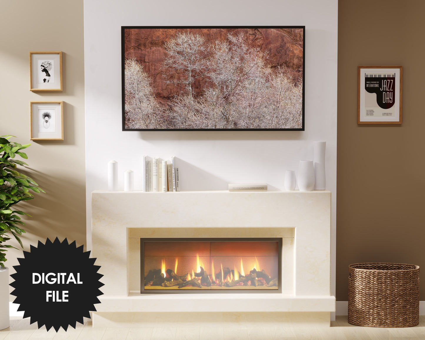 Winter Trees Samsung Frame TV Art | Frozen Trees Winter Scene Art | Red Rocks | Digital TV Art | Instant Download