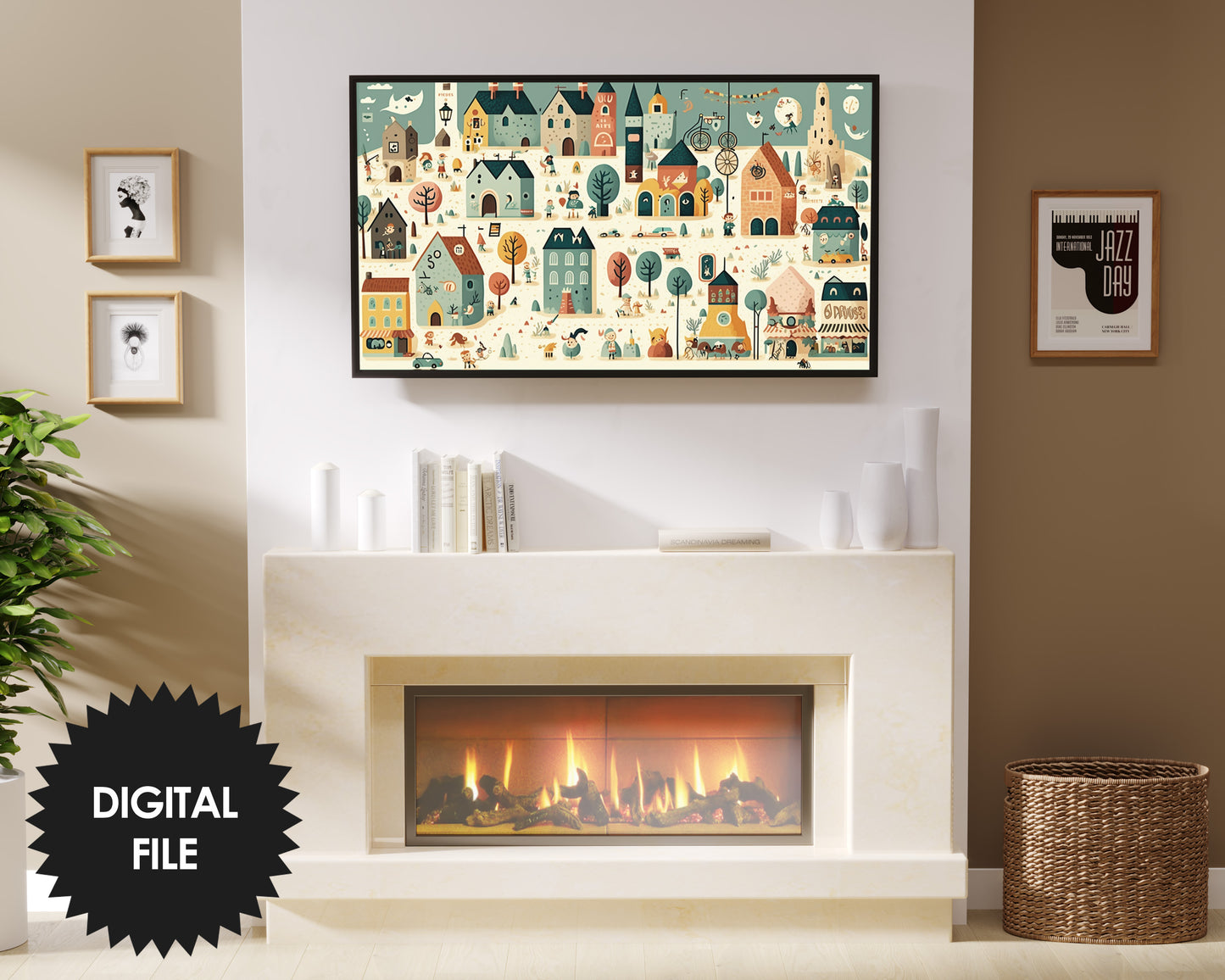 Strange White City | Samsung Frame TV Art | Naive Abstract Tv Art | Digital TV Art | Artificial Intelligence Created Art | Instant Download