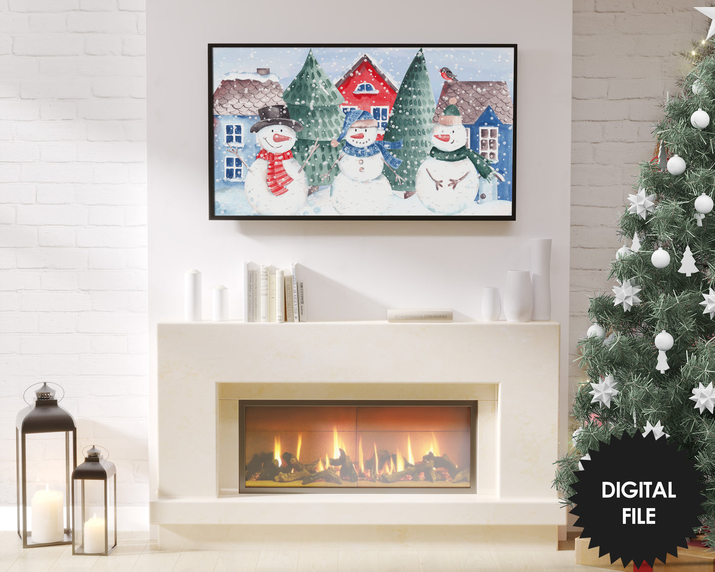 Frame TV Art 3 Snowmen | Winter TV Art | Kids Holiday Art Digital TV Art | Instant Download