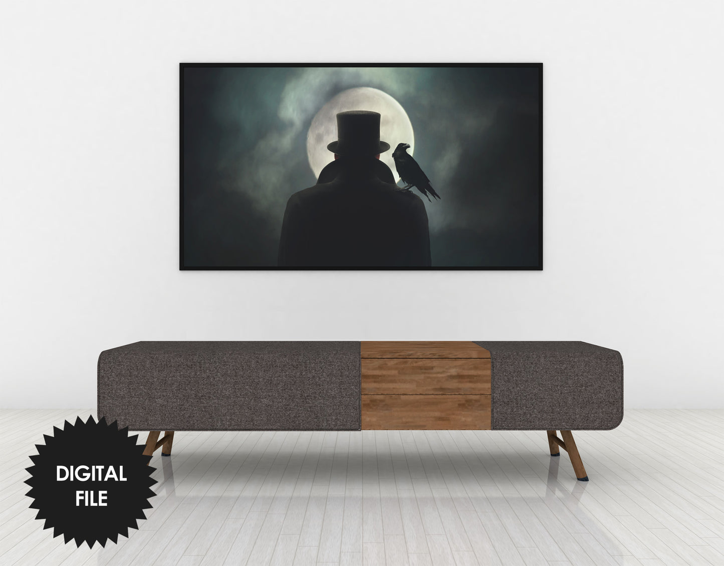 Samsung Frame TV Art Man With a Crow | Halloween TV Art | 3840x2160 px | Digital TV Art | Instant Download