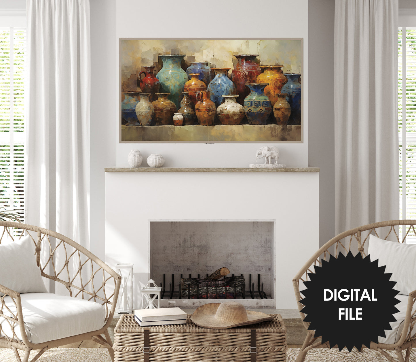 Samsung Frame TV Art Still Life Pottery Painting | Fall Earthy Neutral Tones | Digital TV Art | Instant Download