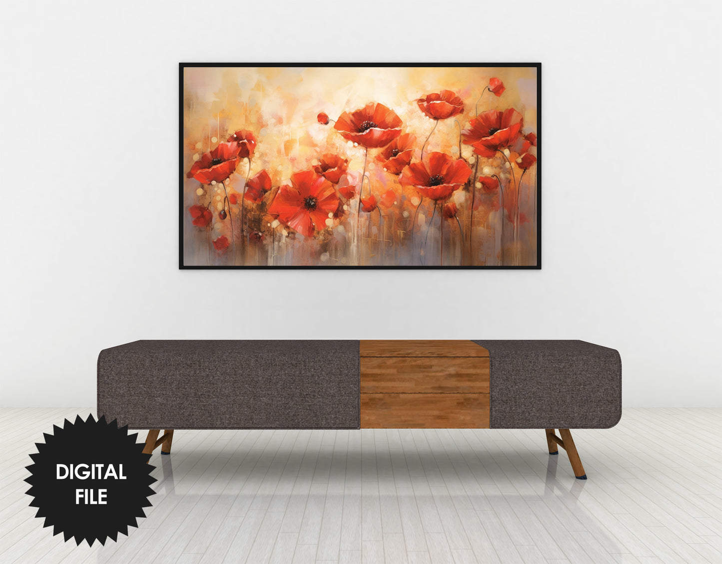 Samsung Frame TV Art Summer Poppies, Abstract Art, Summer Floral Art, Flowers Oil Painting, Digital TV Art, Instant Download