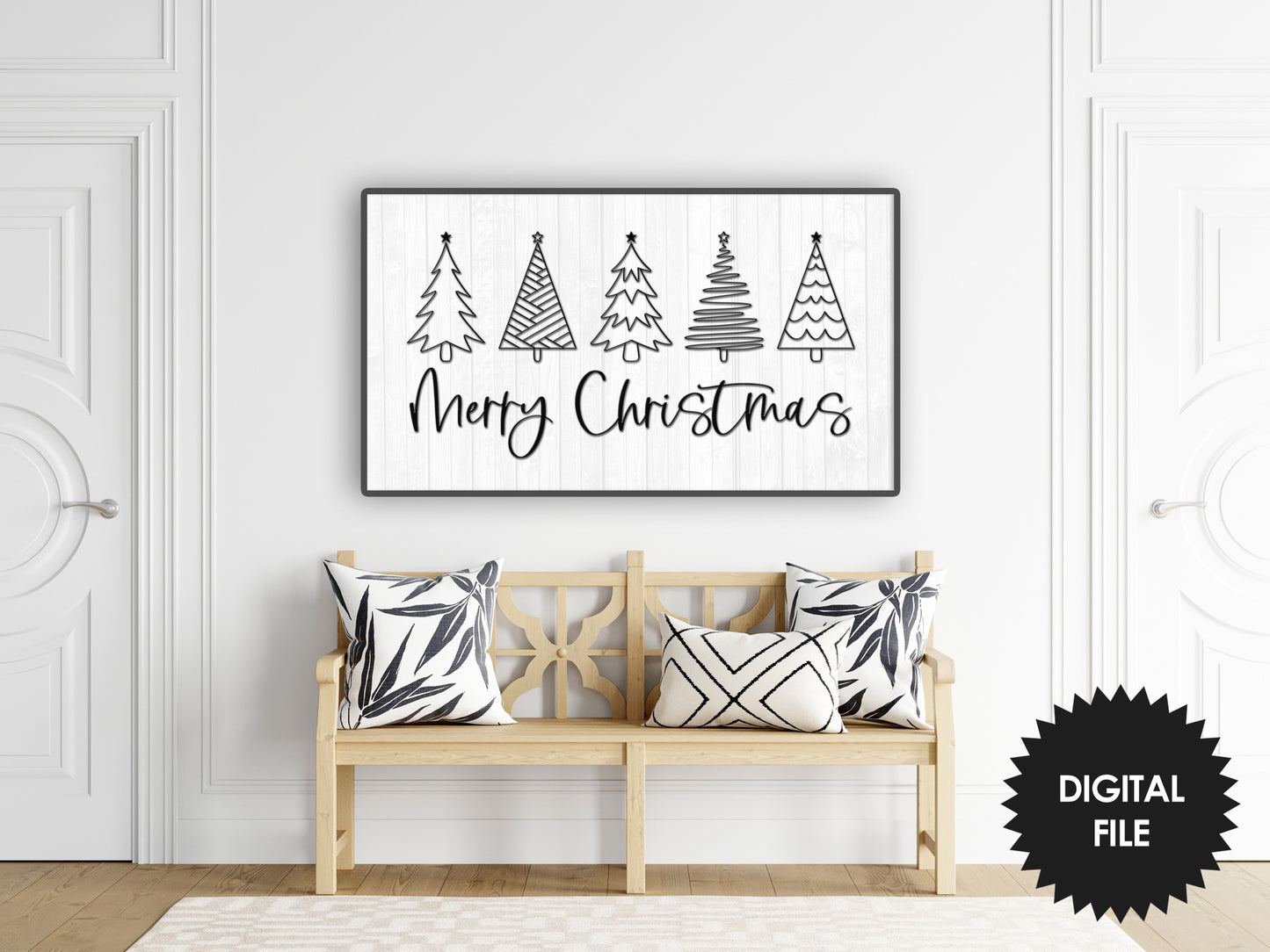 Frame TV Art Christmas Trees, Black And White Art, Digital TV Art, Instant Download