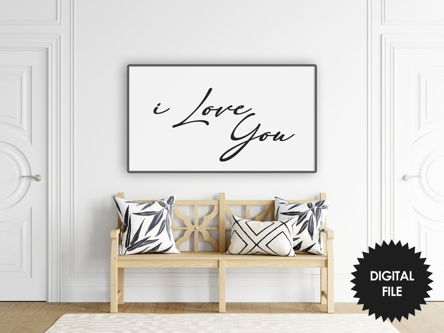 Valentines Day Samsung Frame TV Art I Love you Minimalist Black and White, Light Version