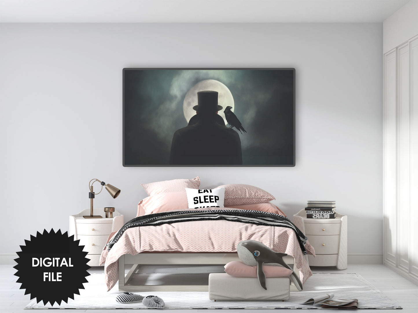Samsung Frame TV Art Man With a Crow | Halloween TV Art | 3840x2160 px | Digital TV Art | Instant Download