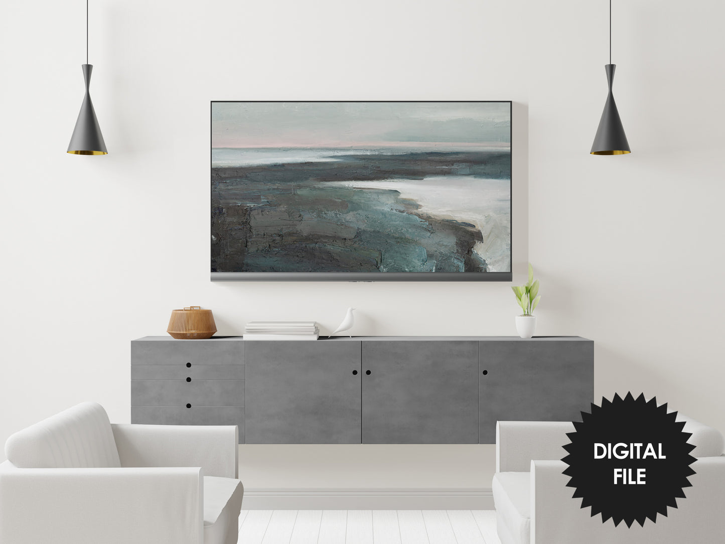 Samsung Frame TV Art Ocean Painting | Coastal Seascape Tv Art | Earthy Neutral Tones | 3840x2160 px JPEG | Digital TV Art | Instant Download