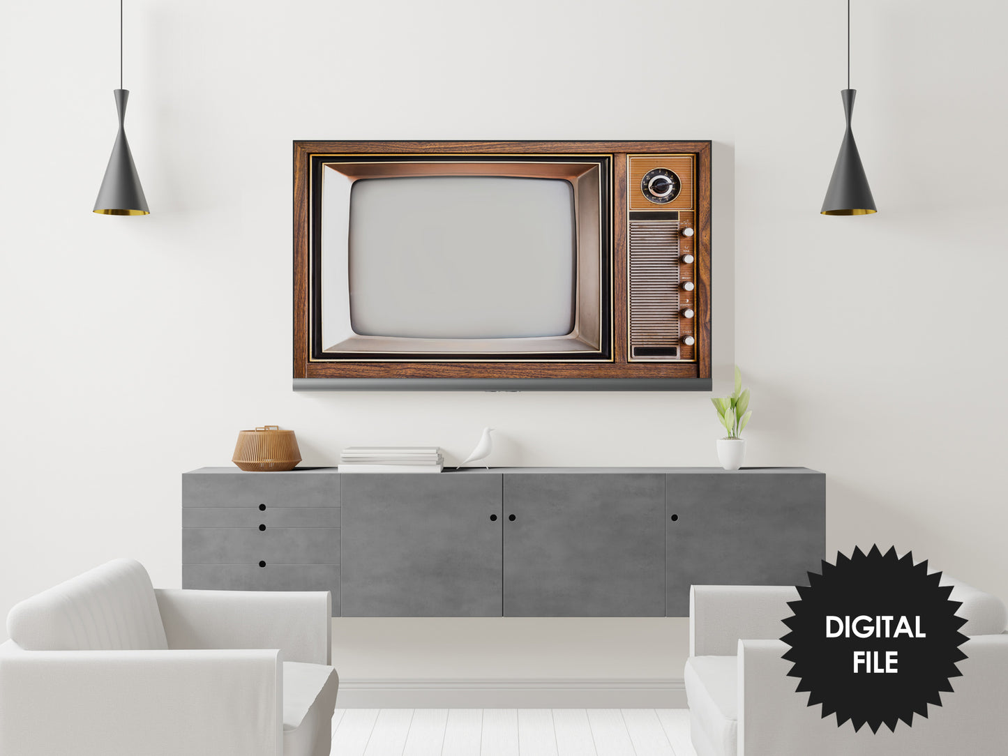 Samsung Frame TV Art Retro TV | Vintage Tv Art | Antique Old Television Wooden Case | 3840x2160 px JPEG | Digital TV Art | Instant Download