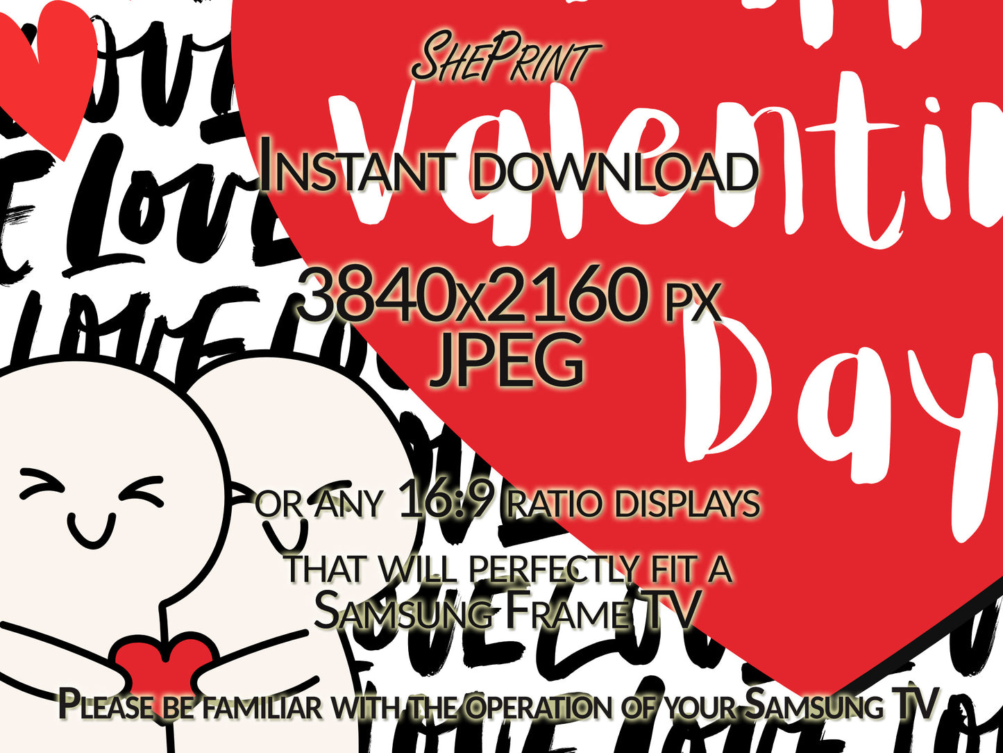 Valentine’s Day Frame TV Art for Kids & Teens close up view