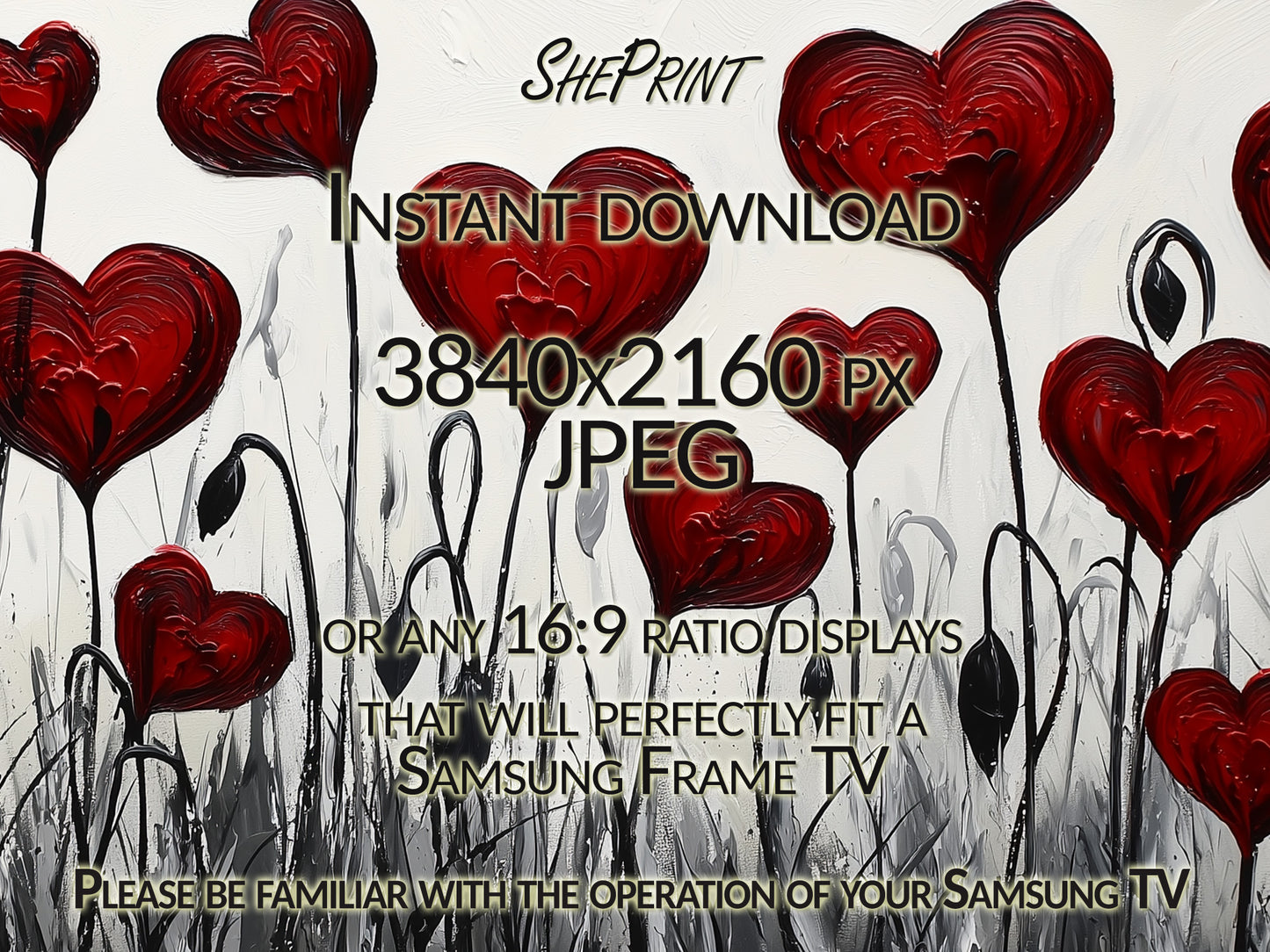 Valentine's Hearts Field Abstract Frame TV Art close up view