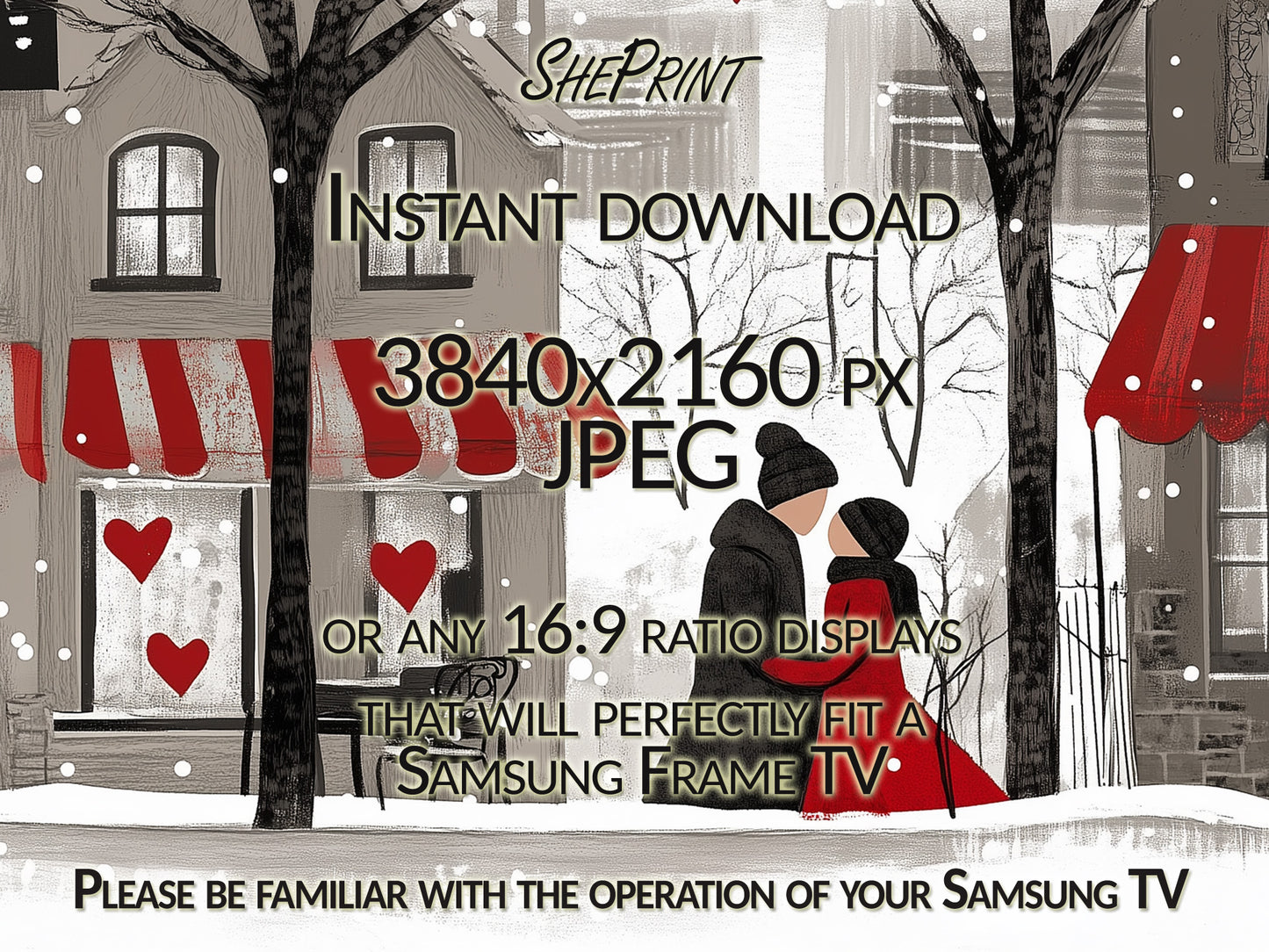 Cute Valentine's Love Frame TV Art close up view