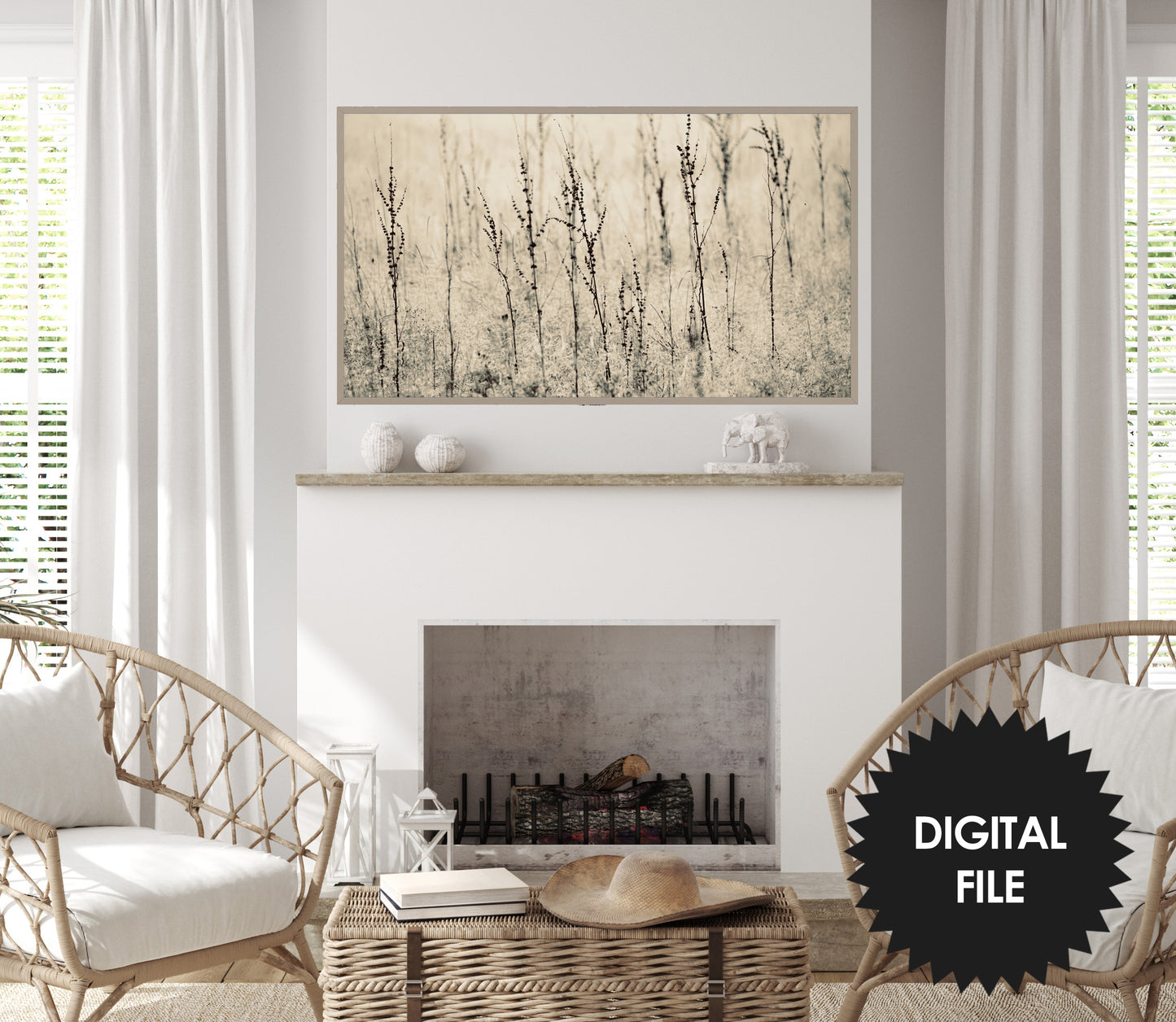 Vintage Fields Samsung Frame TV Art | Monochrome | Digital TV Art | Digital Painting | Instant Download