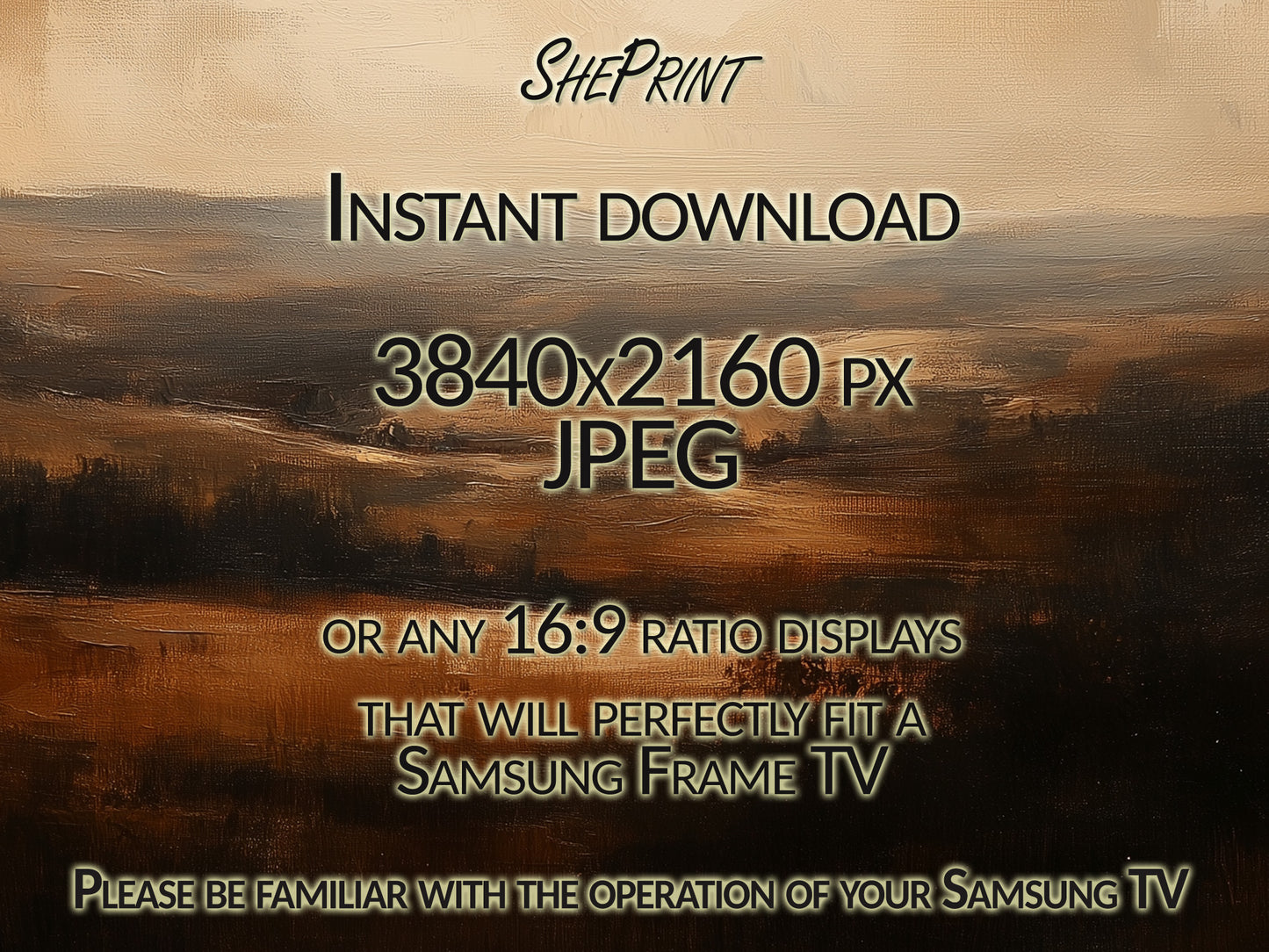 Countryside Vintage Moody Landscape Frame TV Art lose up view