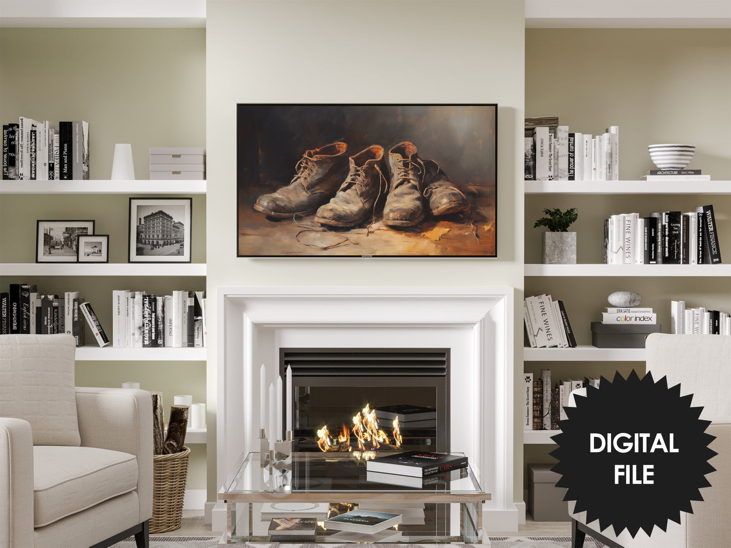 Old Dusty Shoes Vintage Art, Samsung Frame TV Art, Instant Download