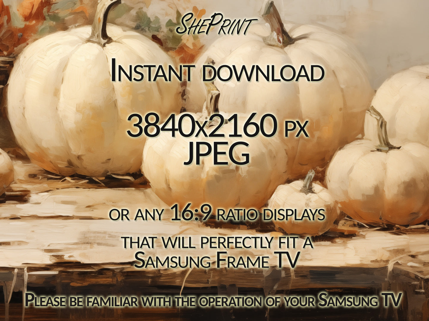 Pumpkins Still Life Frame TV Art, Set Of 4, Thanksgiving TV Art, Instant Download
