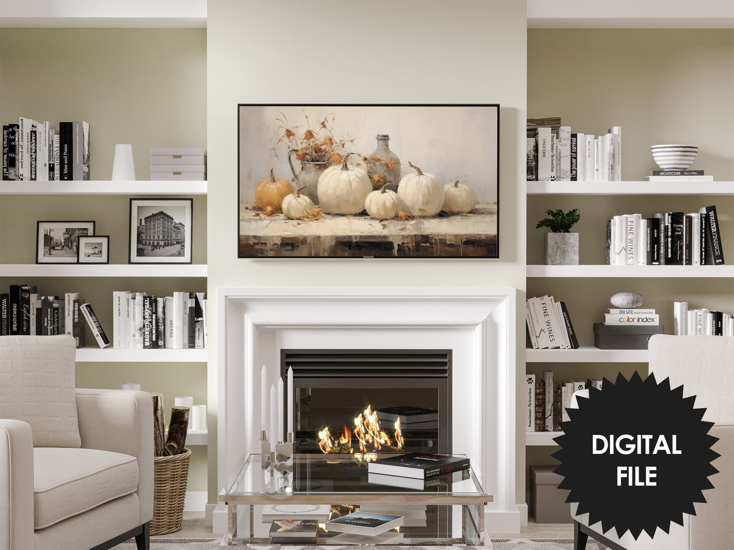 Pumpkins Still Life Frame TV Art, Set Of 4, Thanksgiving TV Art, Instant Download