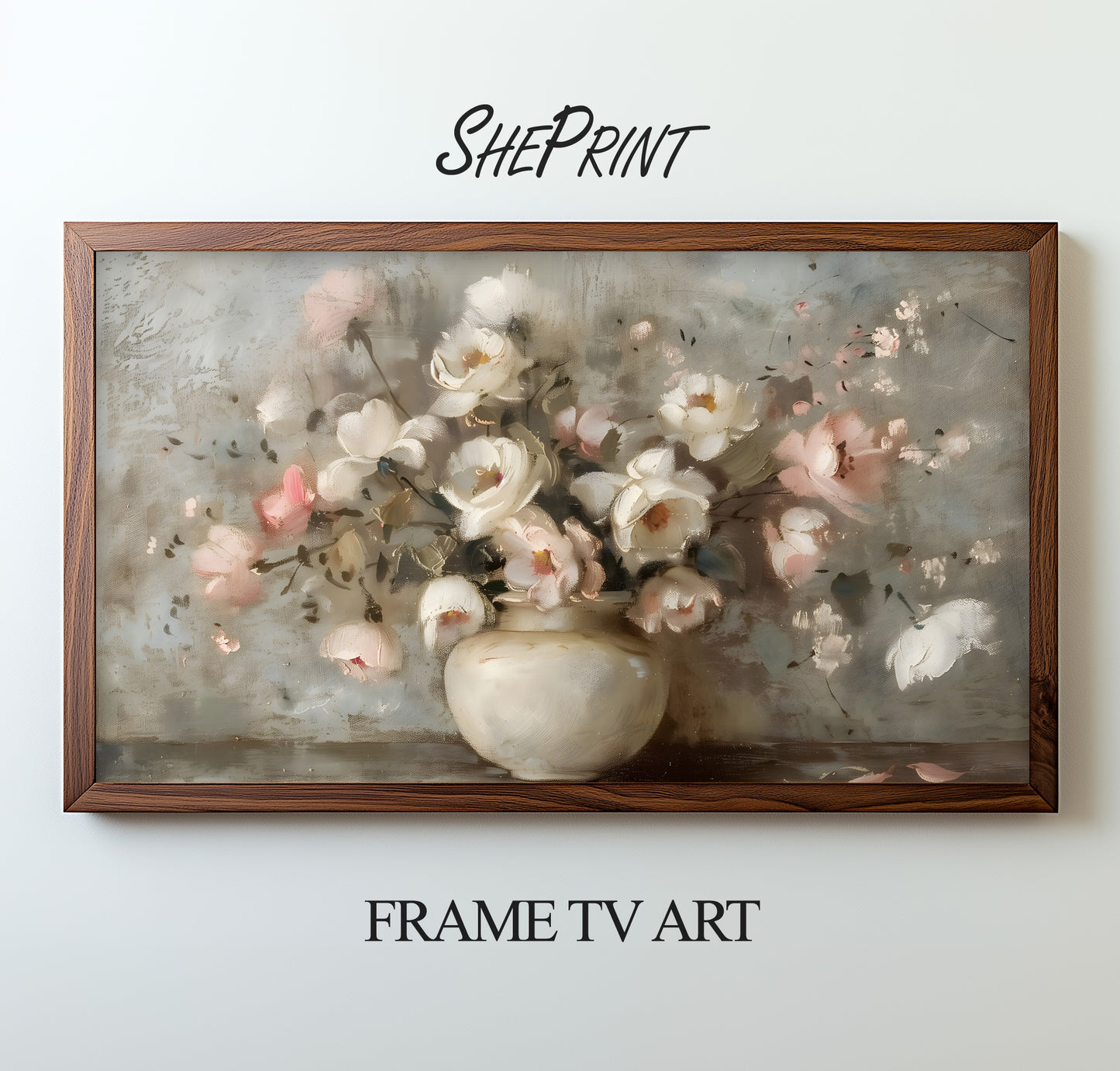 Frame TV Art, Wild Flowers In Vase Vintage Fine Art, Soft Colors Still Life Painting, 3840x2160 px JPEG Instant Download