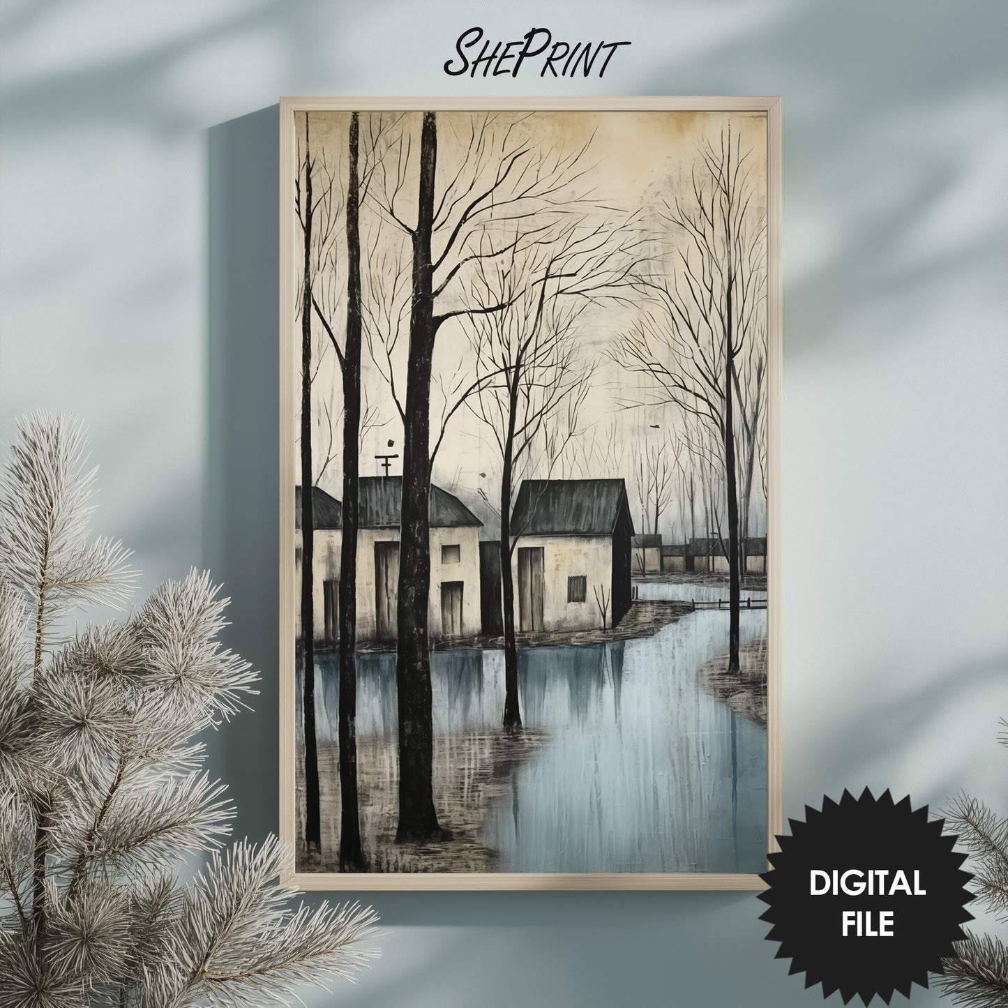 Winter By The River Vertical TV Art preview