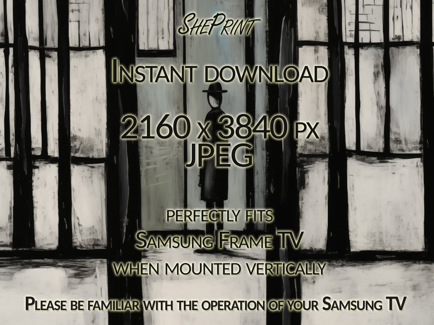 Cold Winter Day Vertical TV Art, close up view