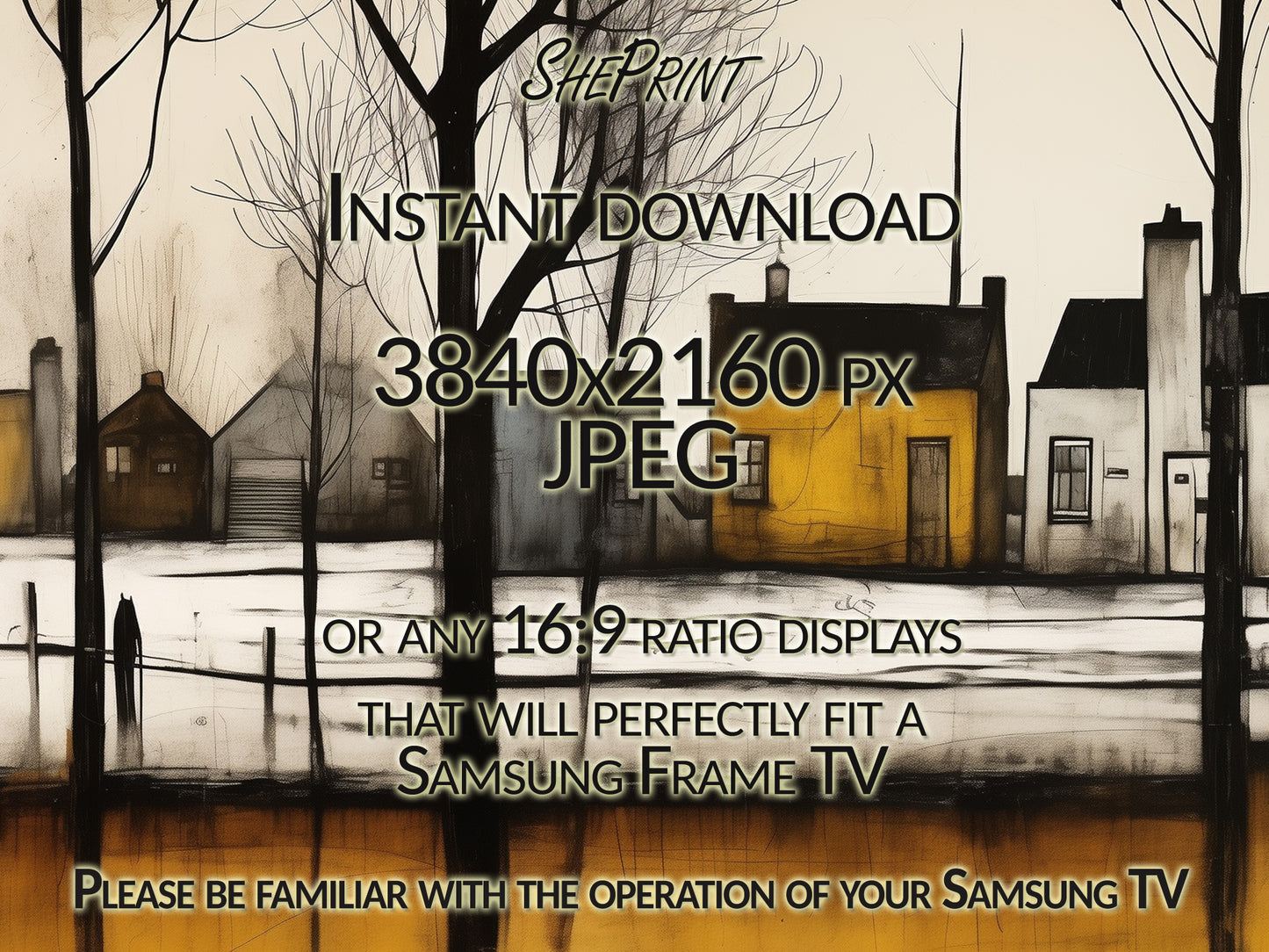 Frame TV Art Winter Day close up view