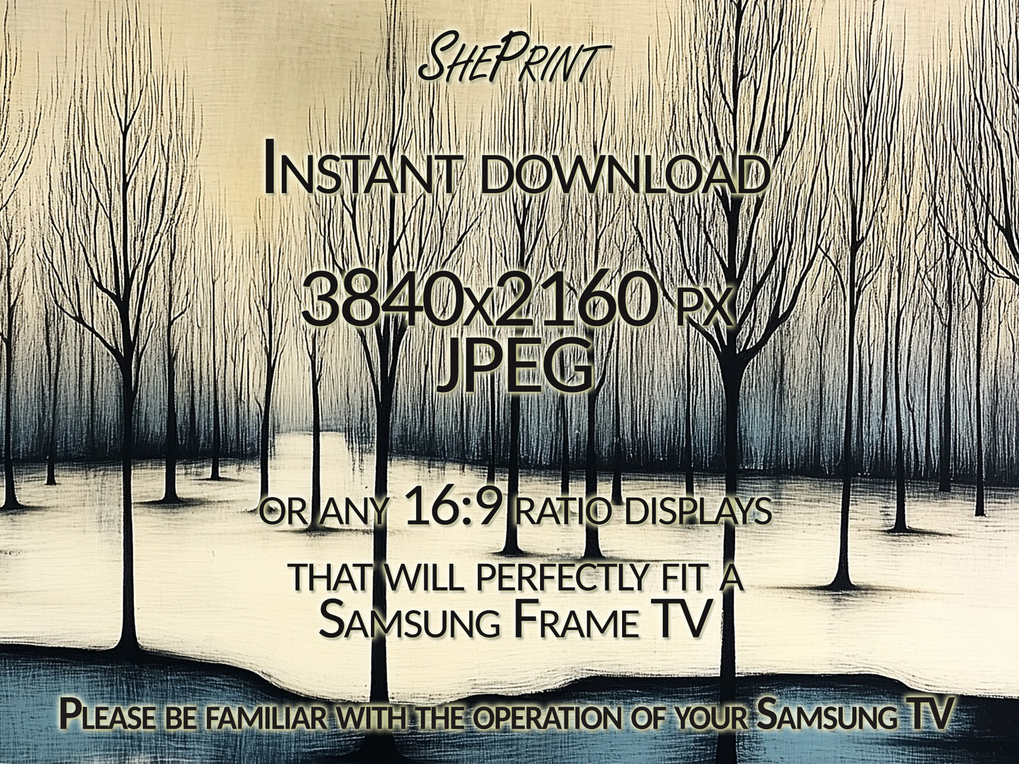 Winter Forest Stillness Frame TV Art close up view