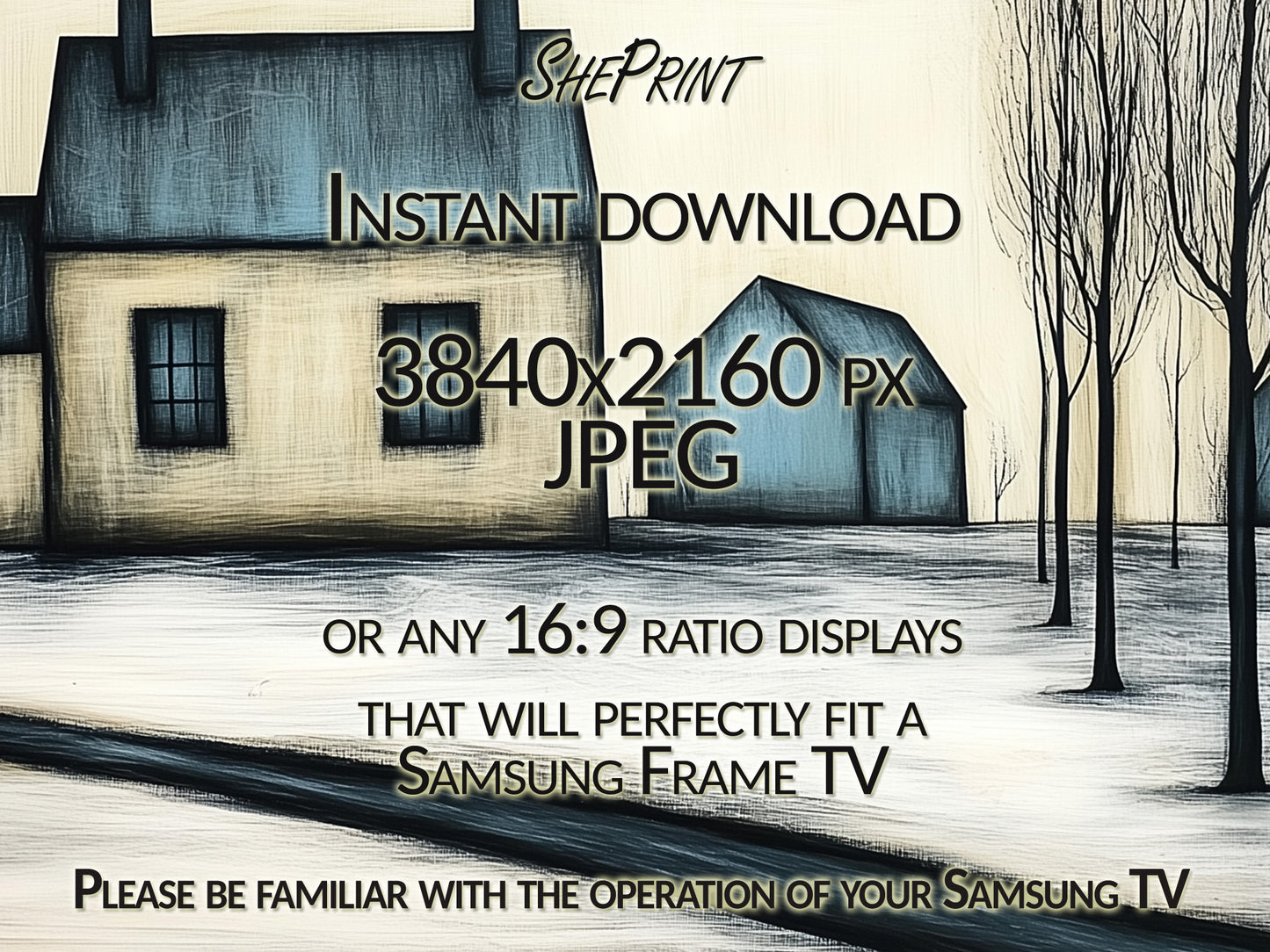 Quite Winter Morning Frame TV Art close up view