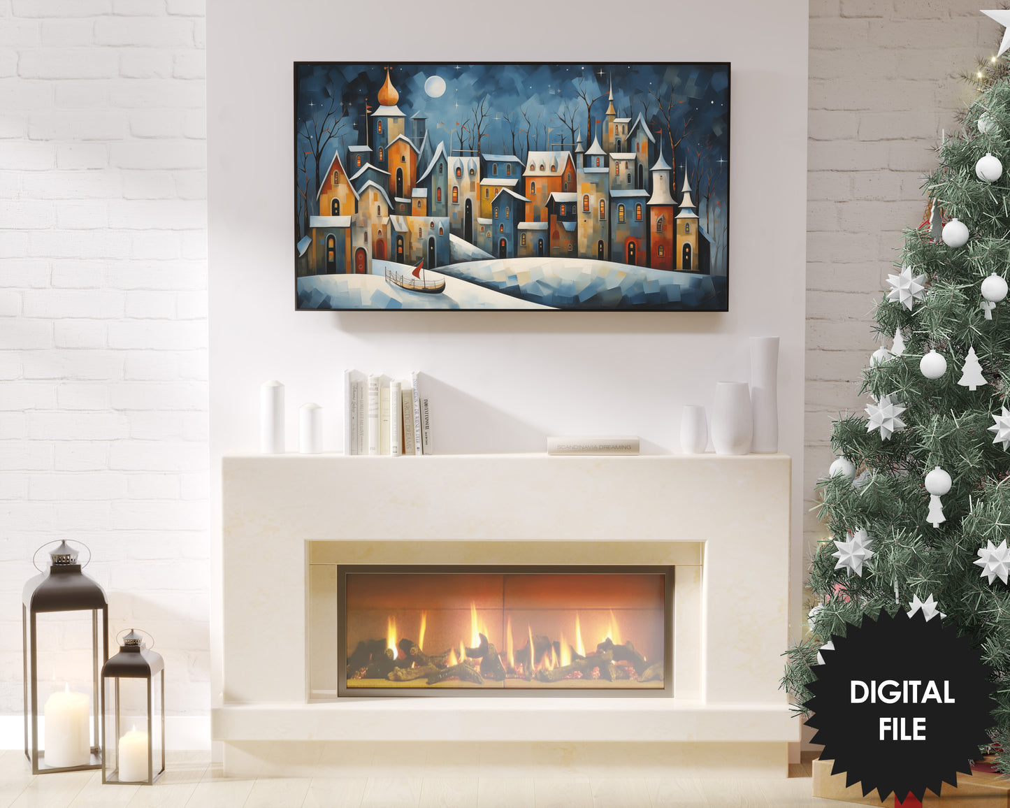 Winter Samsung Frame TV Art | Winter Night Abstract Painting | Digital TV Art | Instant Download