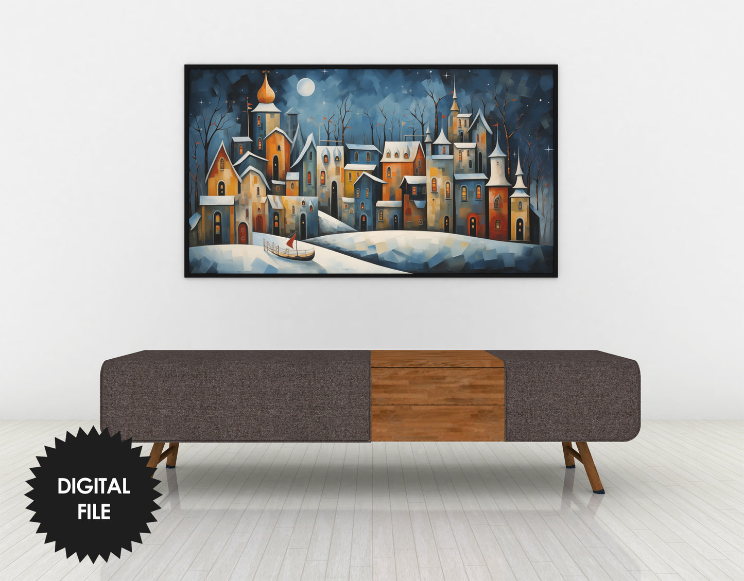 Winter Samsung Frame TV Art | Winter Night Abstract Painting | Digital TV Art | Instant Download