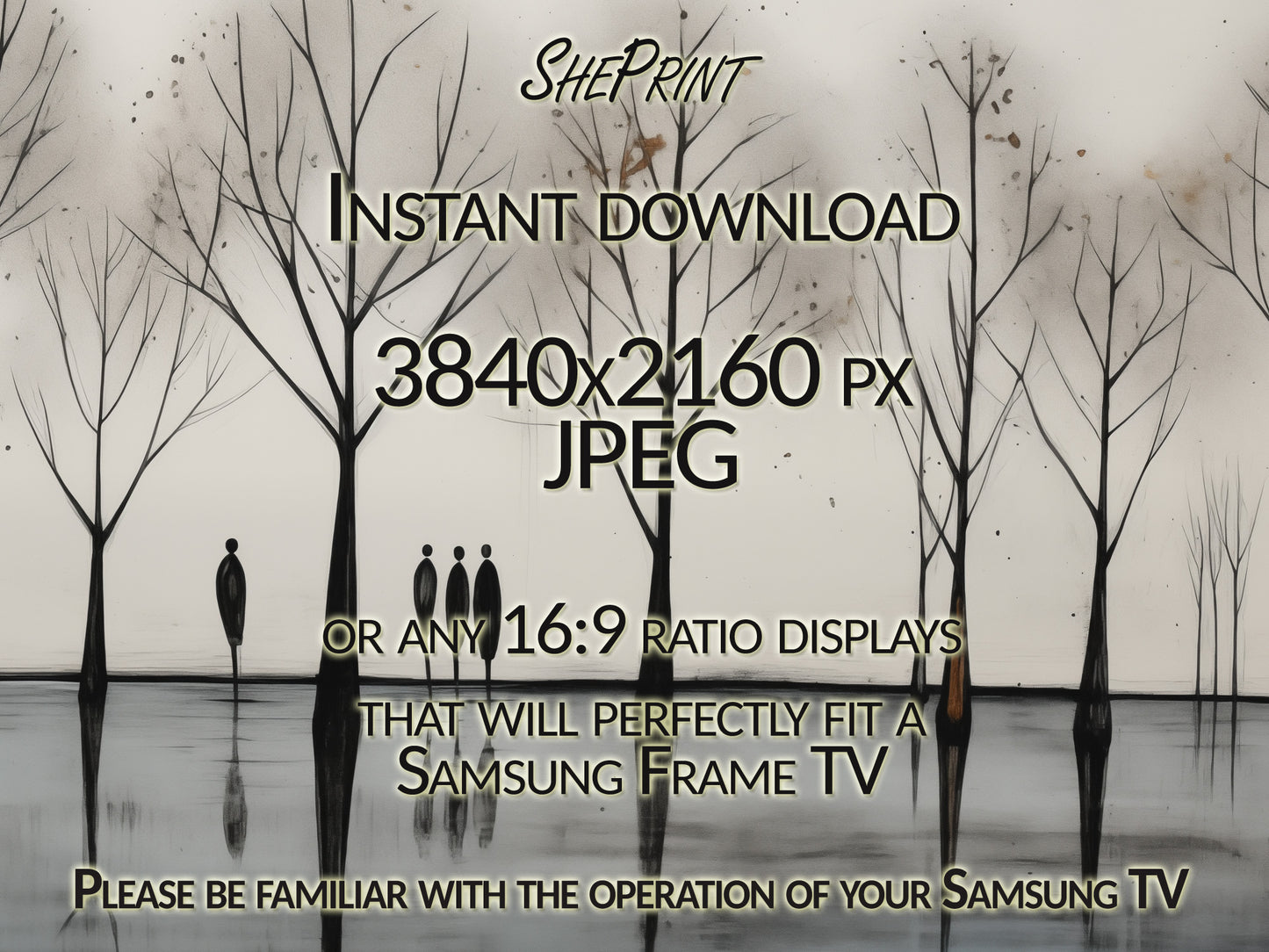 Winter Souls Frame TV Art | Winter Scene Abstract Art close up view