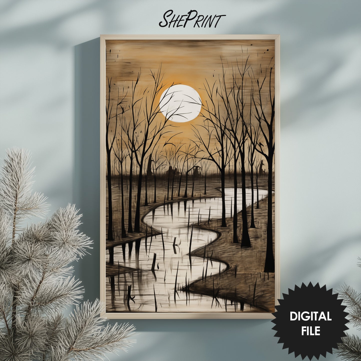 Winter Sunset Vertical TV Art preview on wall