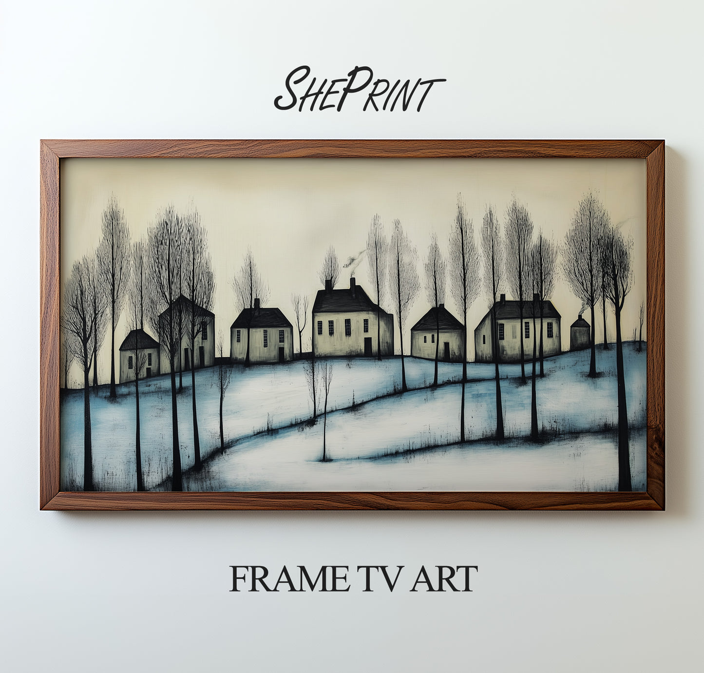Wintry Serenity Winter Scene Frame TV Art preview on screen