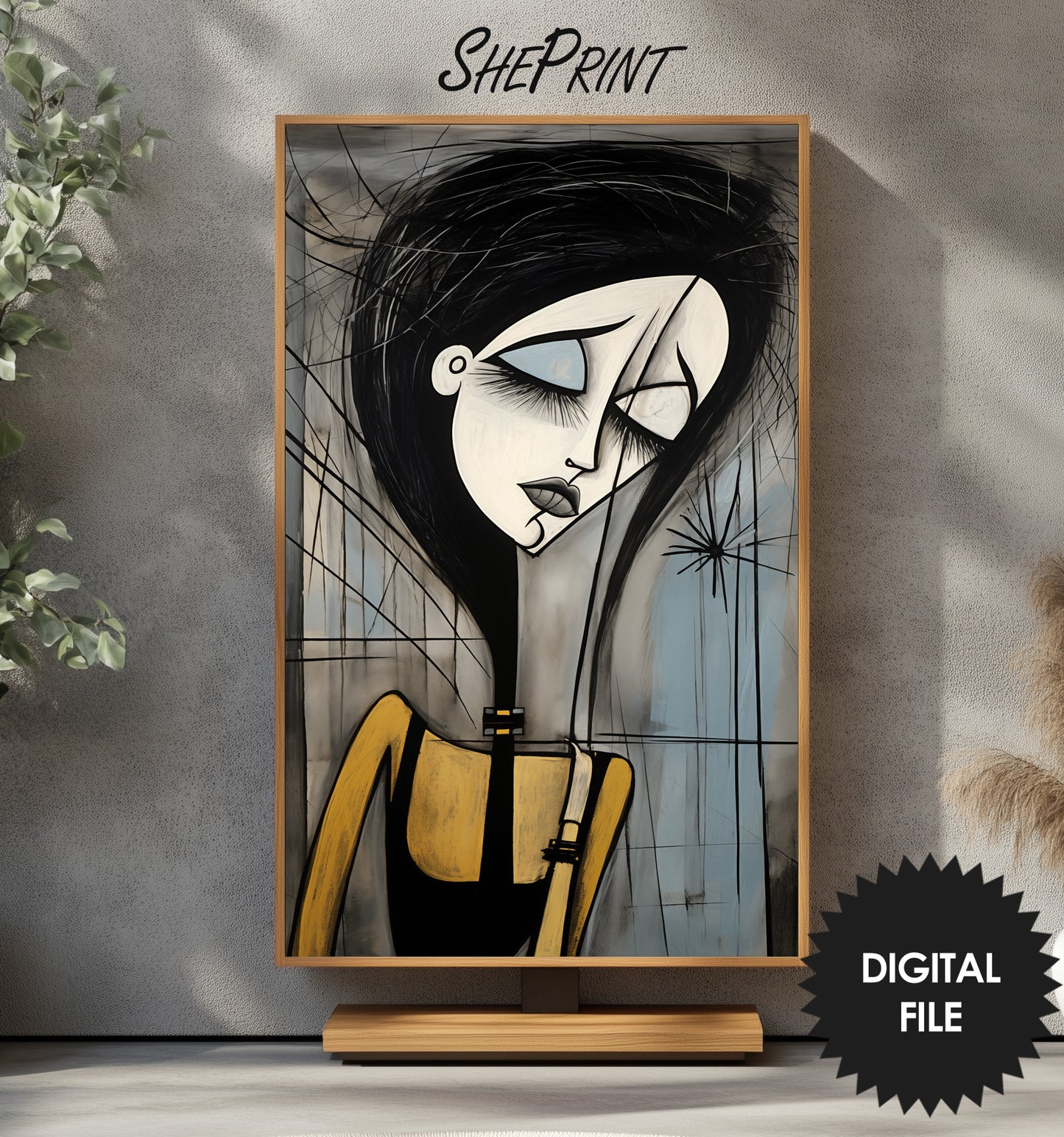 Vertical Frame TV Art, Woman's Bad Day Abstract Art preview on screen