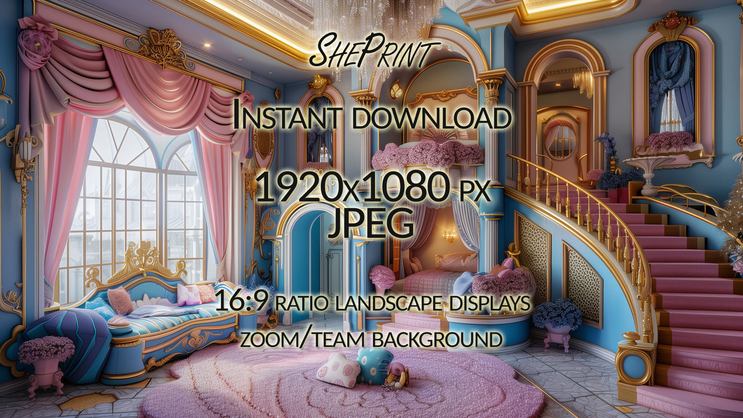 Virtual Background for Kids, Princess Castle Interior full image preview