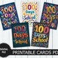 100 Days Of School Cards, Five Cards 5"x7 