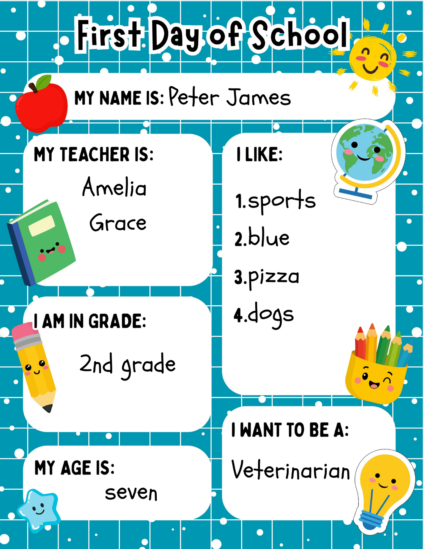 First Day of School Sign, Template Editable in Canva, Letter Size, Digital Download