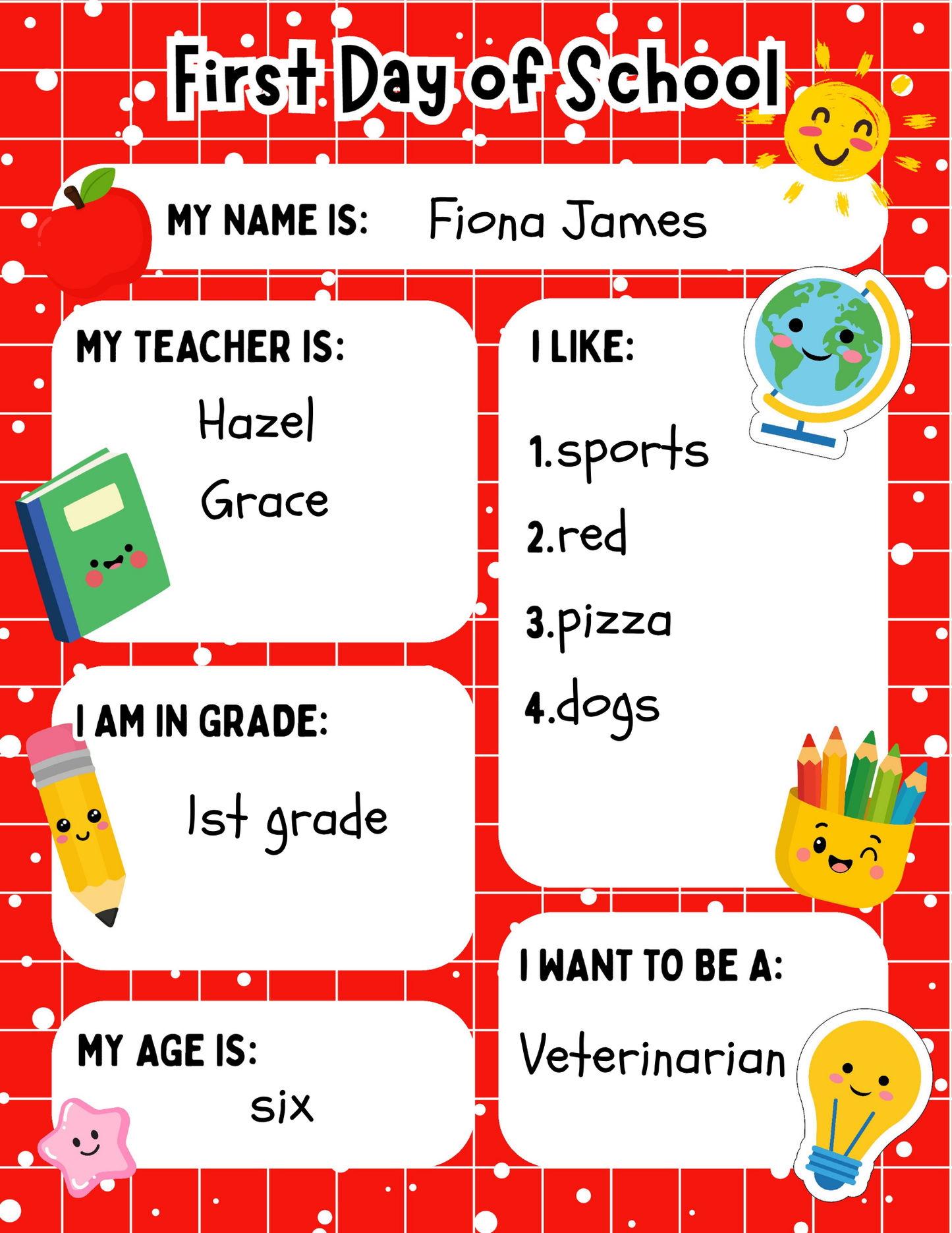 First Day of School Sign, Template Editable in Canva, Letter Size, Digital Download