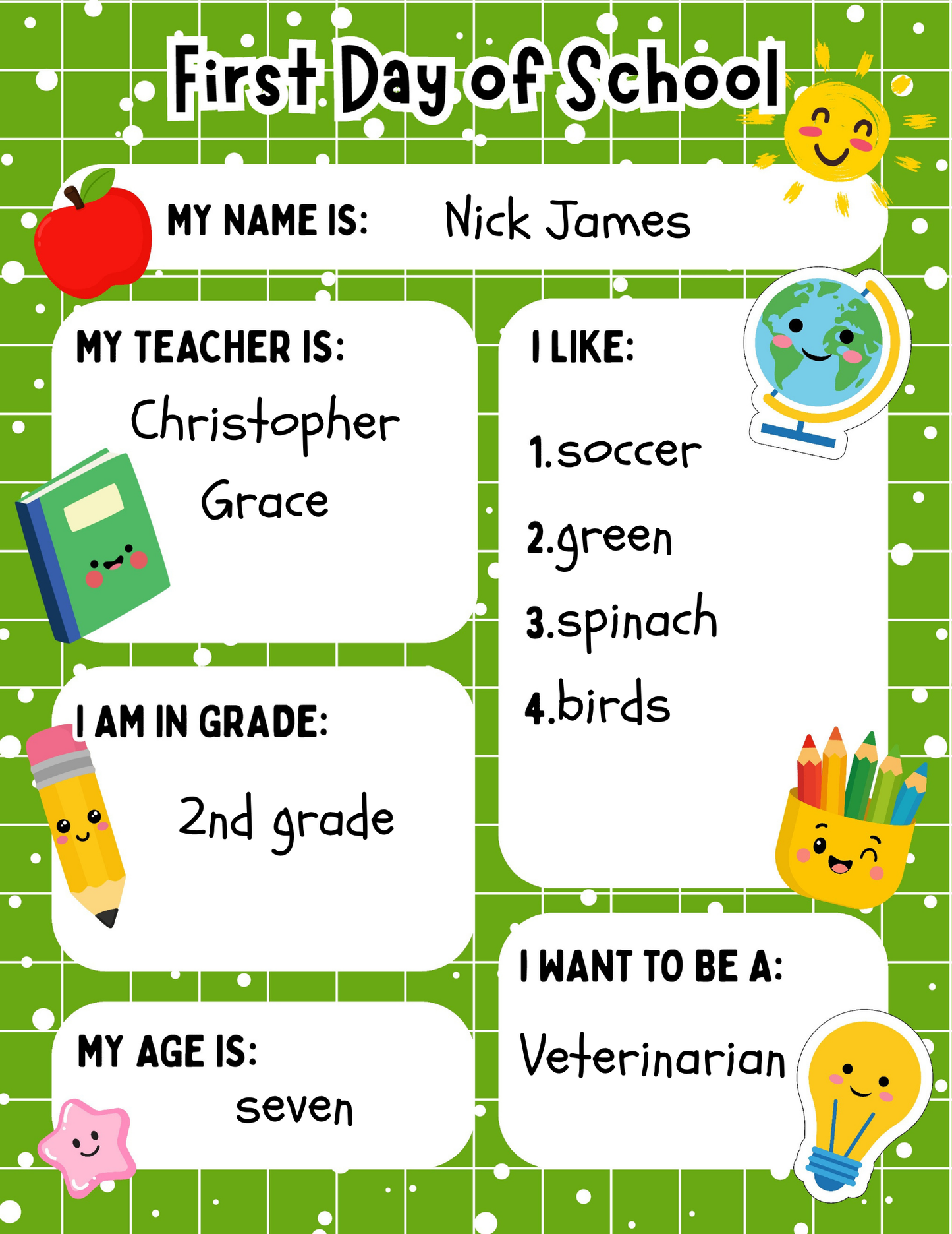 First Day of School Sign, Template Editable in Canva, Letter Size, Digital Download