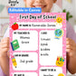 First Day of School Sign, Editable in Canva Template, Letter Size, Digital Download