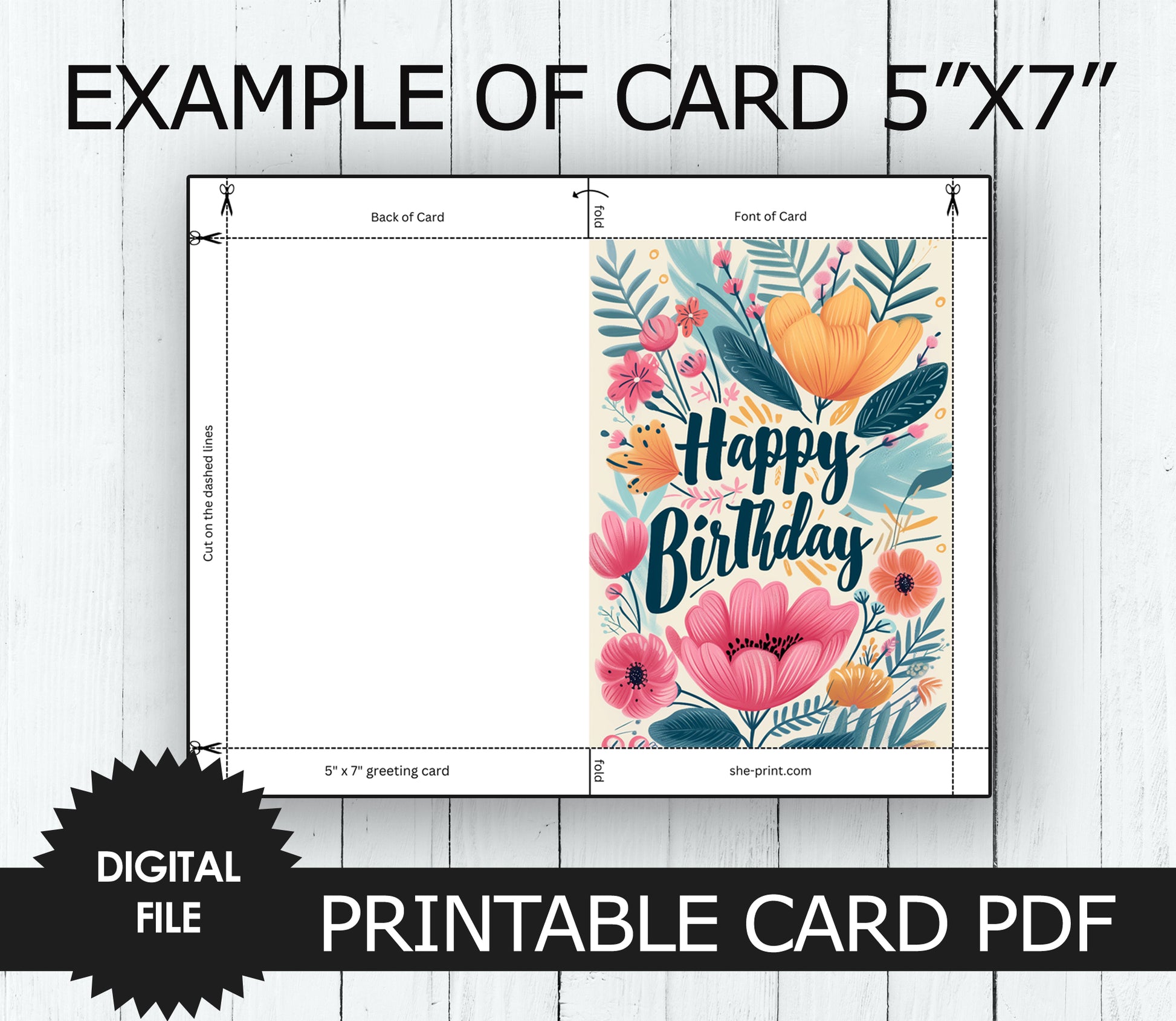 Example of printable card 5x7, print at home