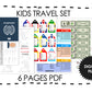 Kids Travel Set 6 Printable Pages, Kids Passport, Travel Tags, Stamps, Boarding Pass and Kids Money, Instant Download 1 PDF, Print At Home and play Lets Pretend Travelling