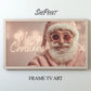 Merry Christmas Pink Santa Frame TV Art preview with light wooden frame