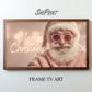 Merry Christmas Pink Santa Frame TV Art preview with dark wooden frame