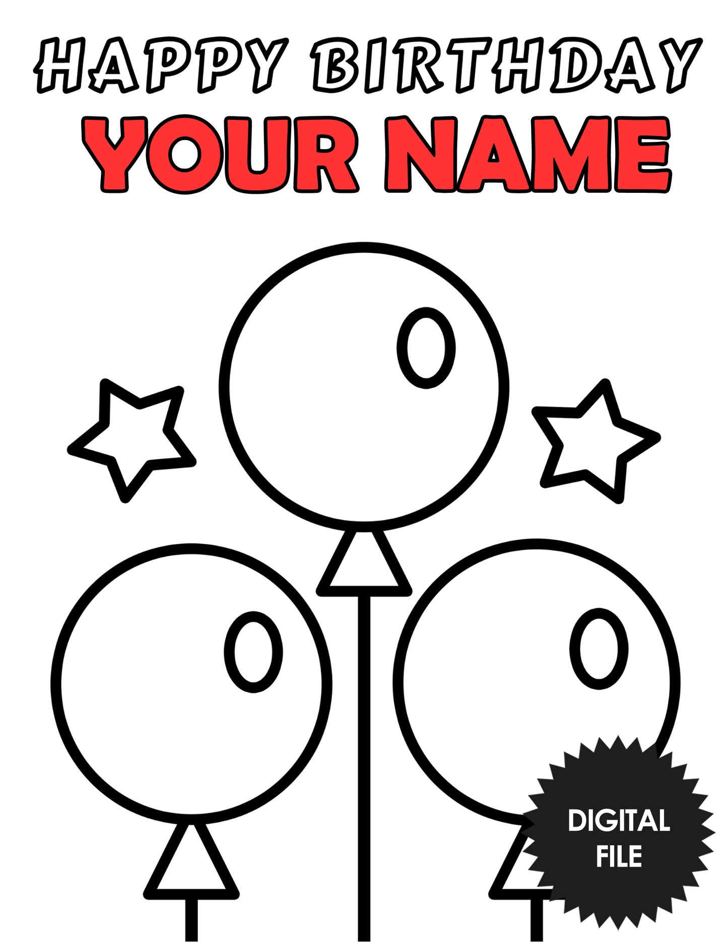 Personalized Birthday Coloring Pages For Kids and Toddlers, Birthday Gift, Very Thick Lines, Custom Name & Age, Kids Printables, 6 Pages PDF